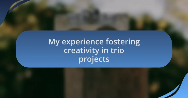 My experience fostering creativity in trio projects