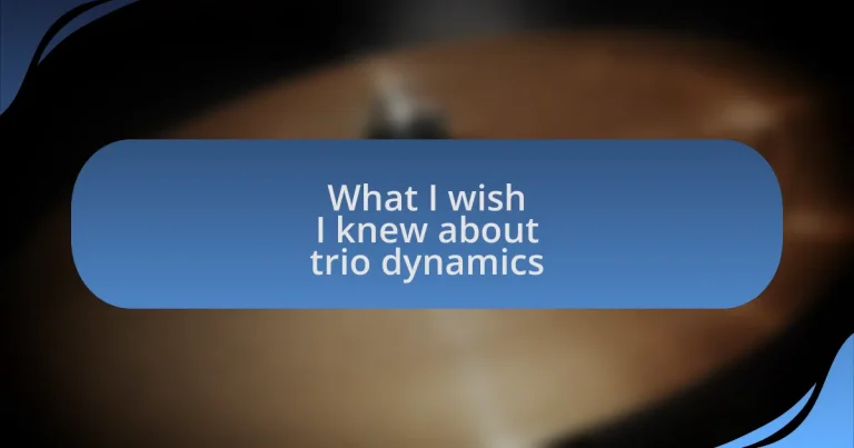 What I wish I knew about trio dynamics